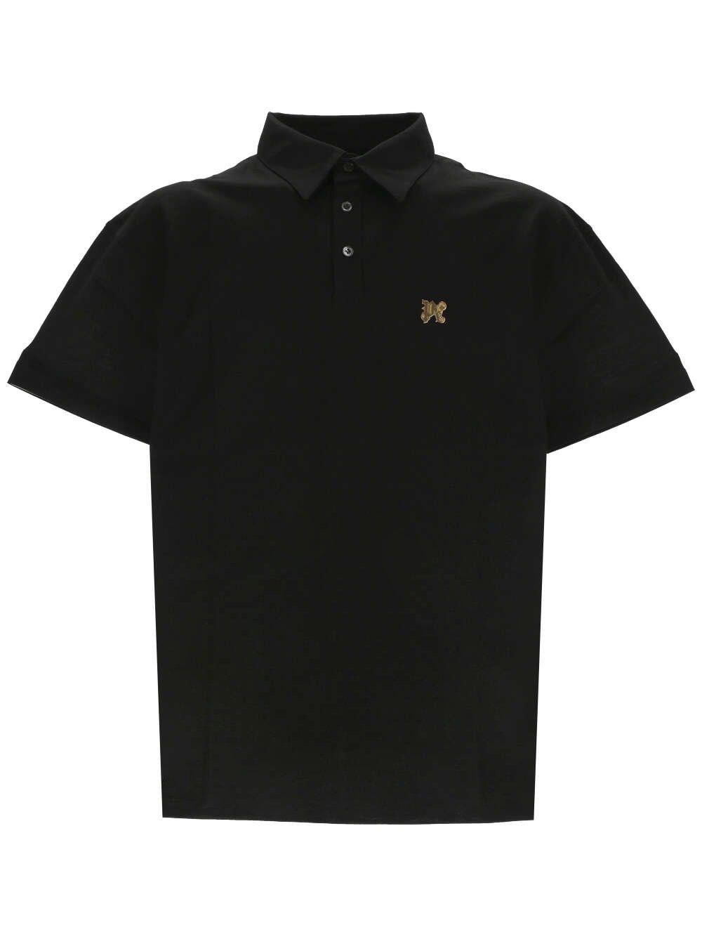 Shop Palm Angels Logo Patch Short-sleeved Polo Shirt In Black