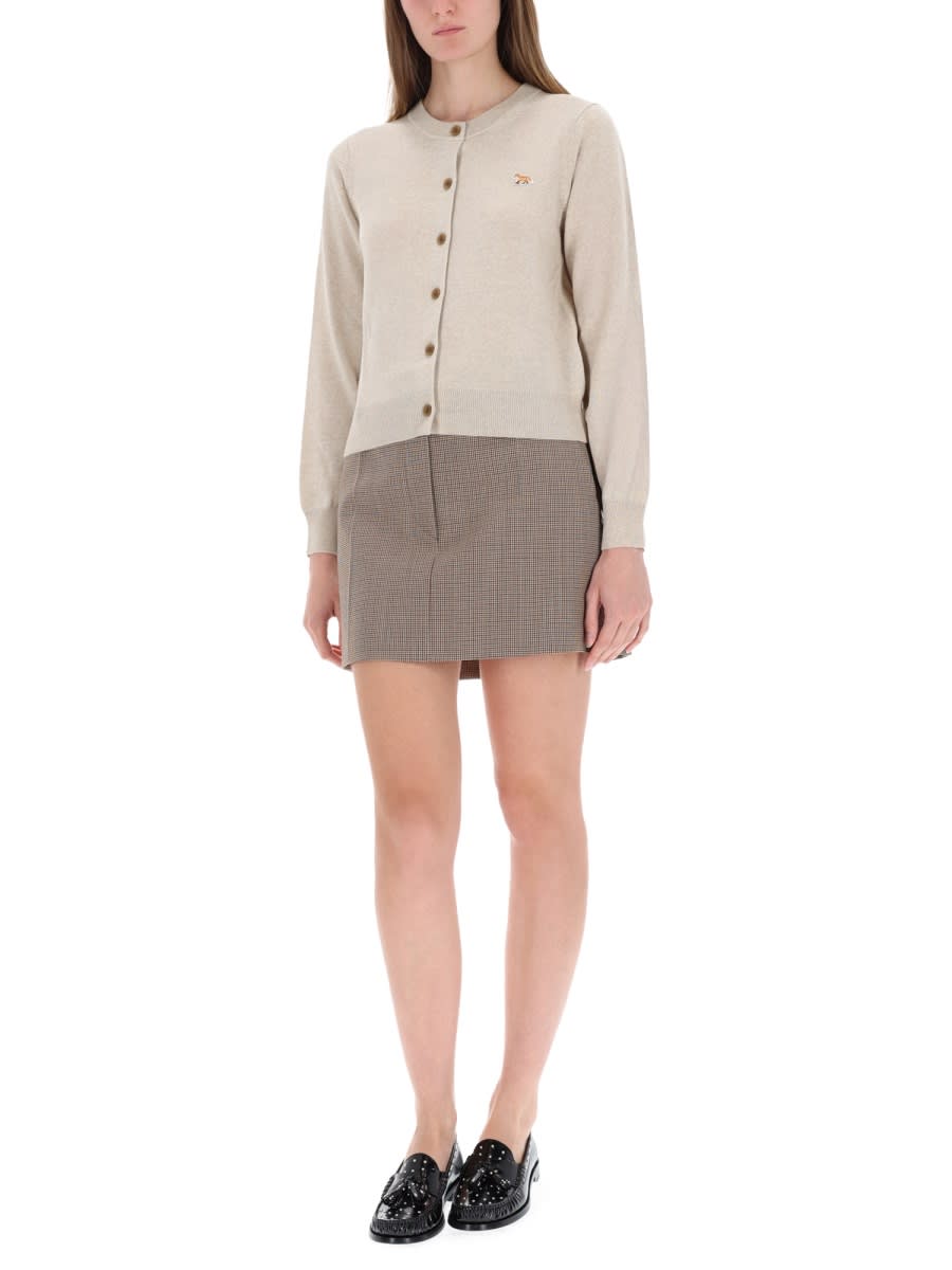 Maison Kitsuné Baby Fox Cardigan In Neutral