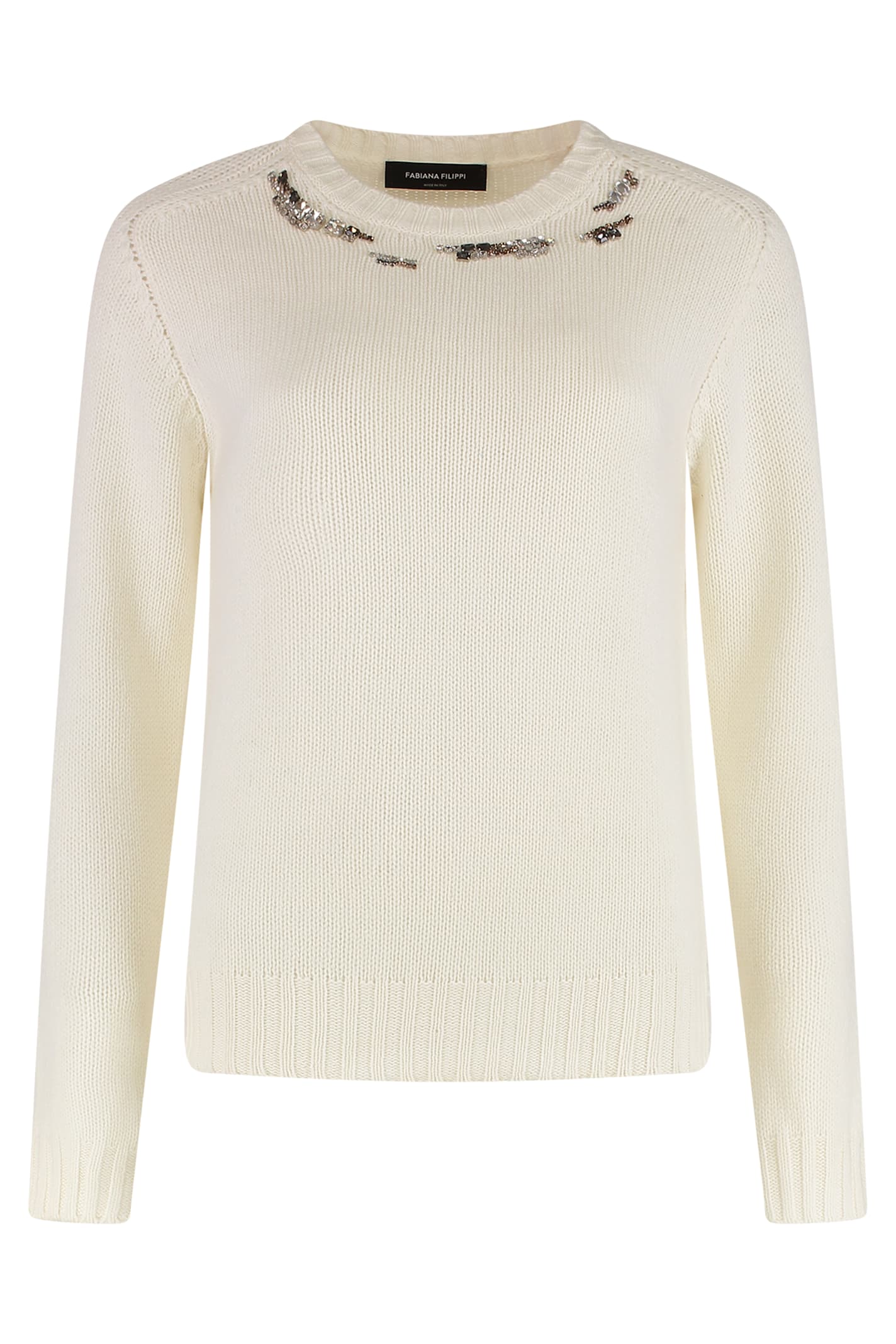 Fabiana Filippi Wool-blend Crew-neck Sweater In Neutral
