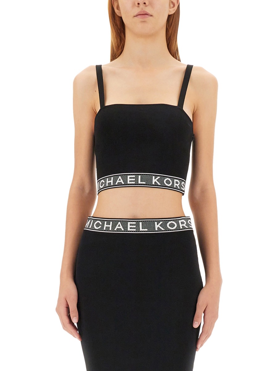 Shop Michael Kors Tops With Logo In Black