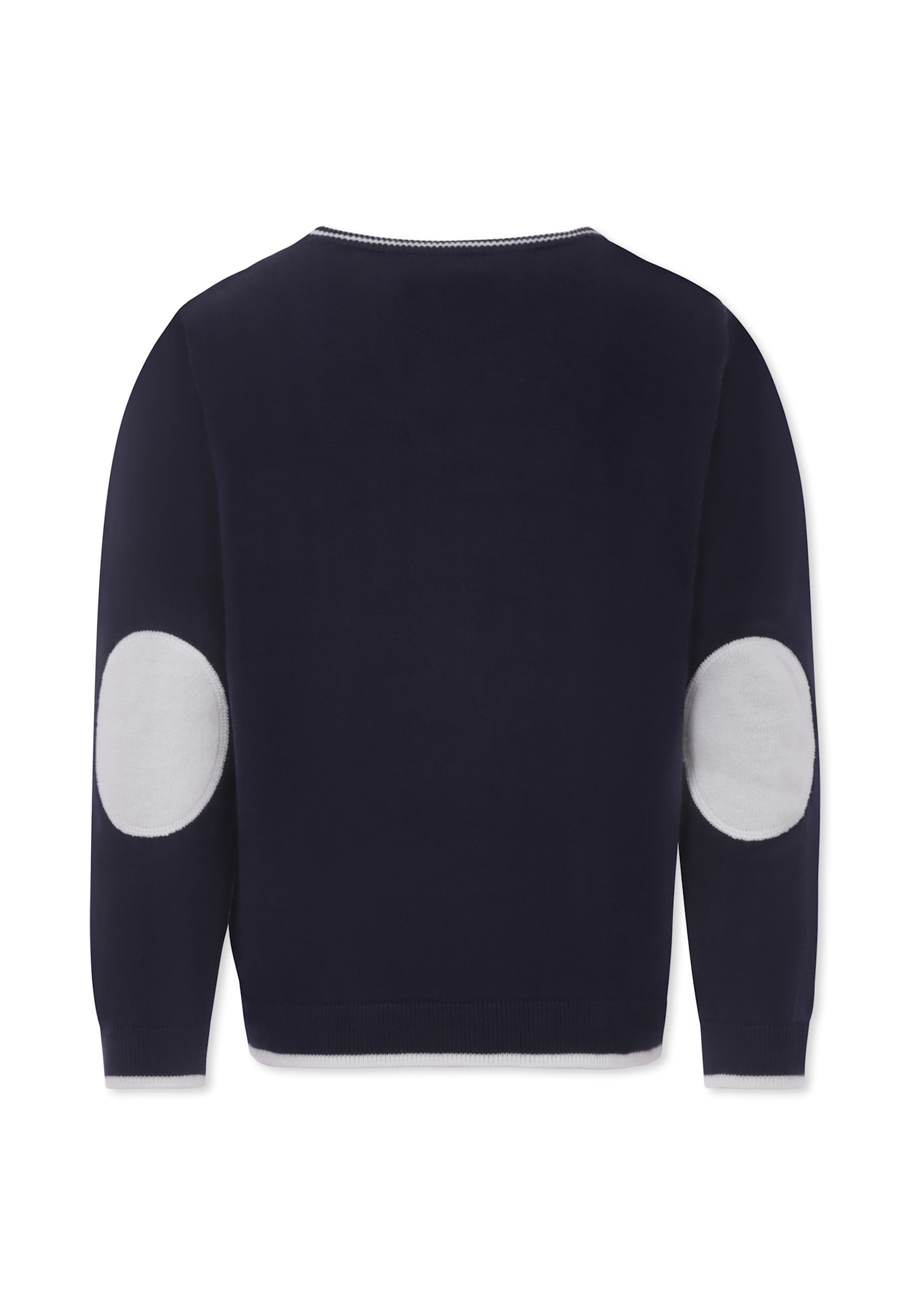 Fay Logo-embroidered Striped-edge Jumper In Blue