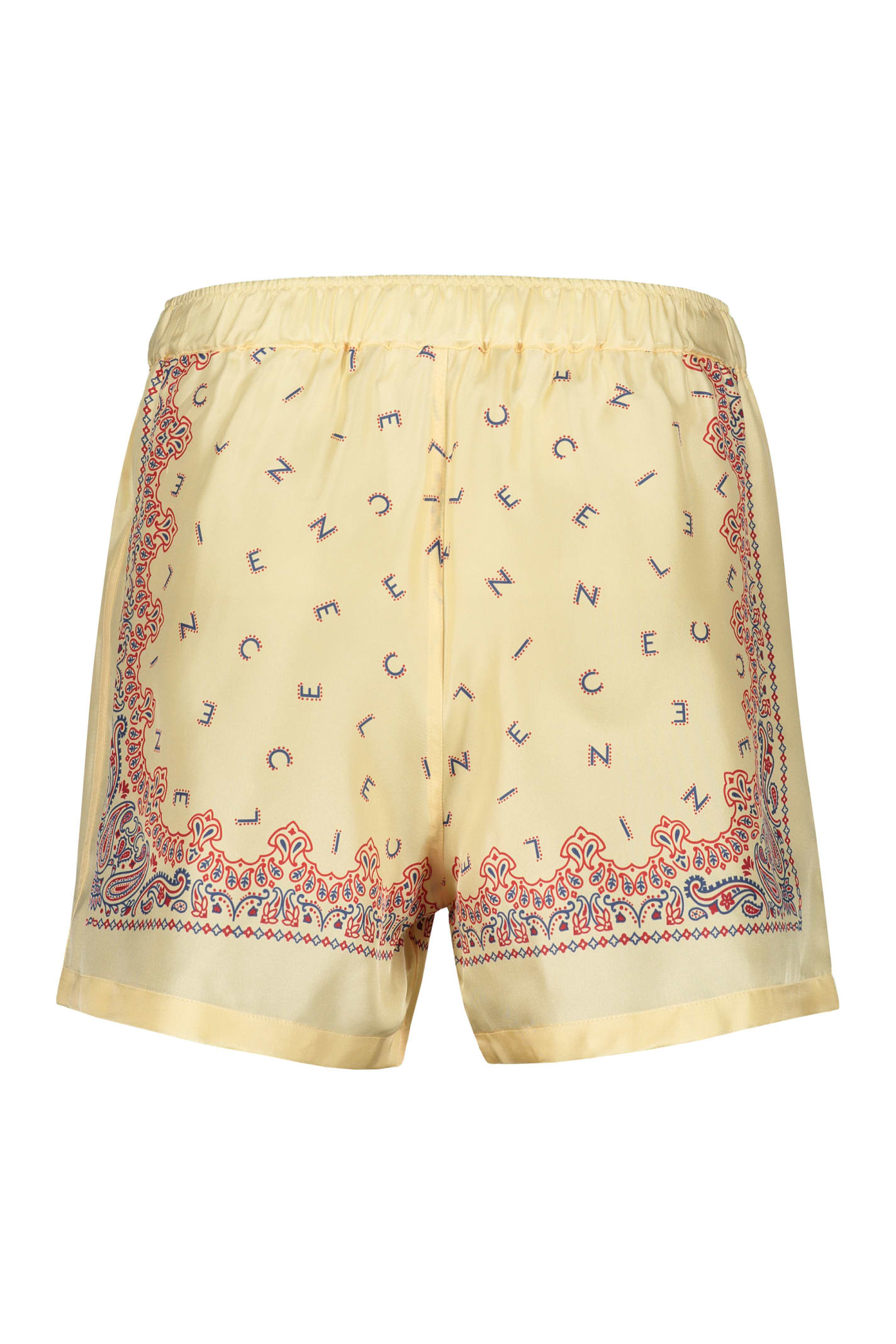 Shop Celine Printed Silk Shorts In Beige