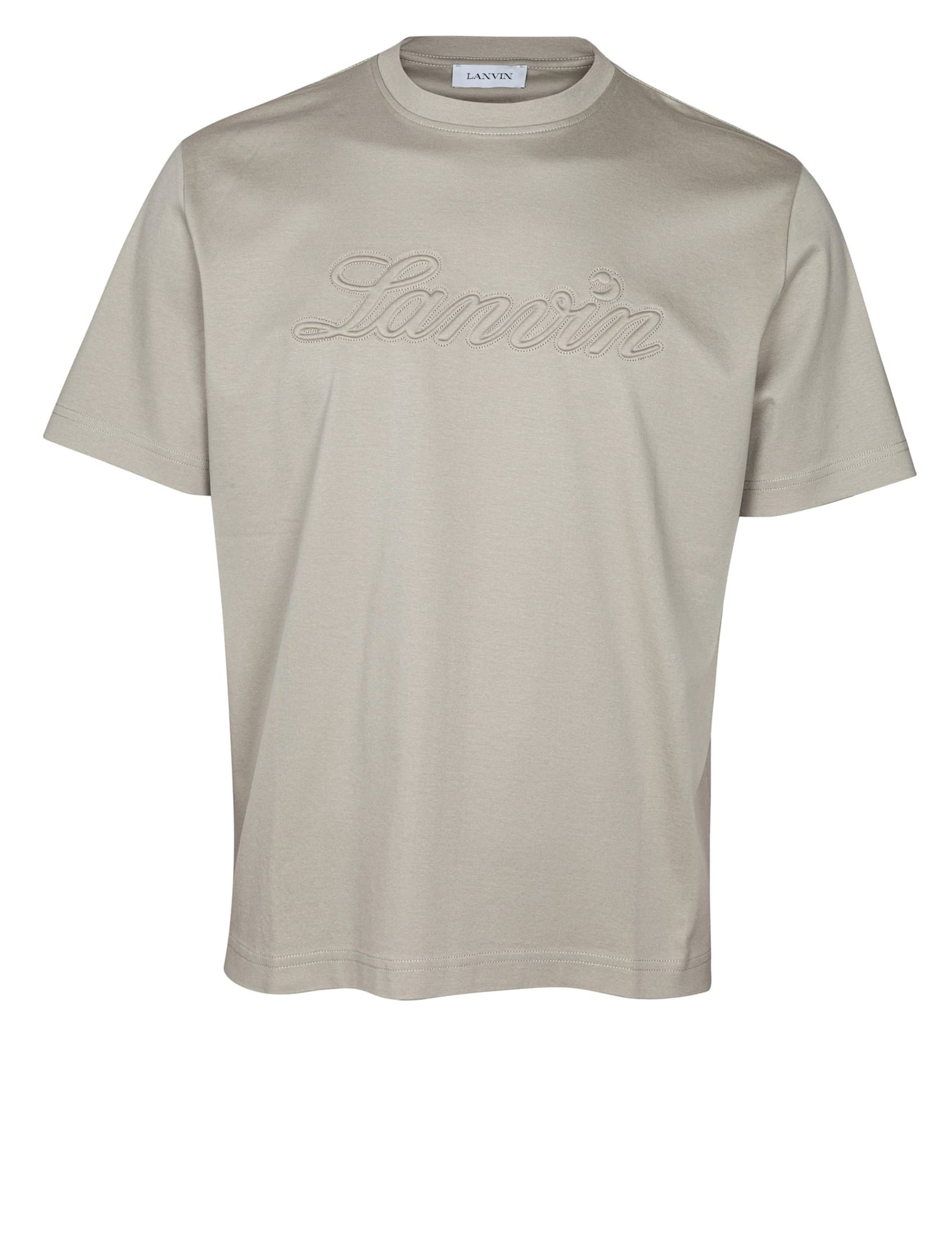 Lanvin Denim T-shirt With Embroidered Logo In Gray