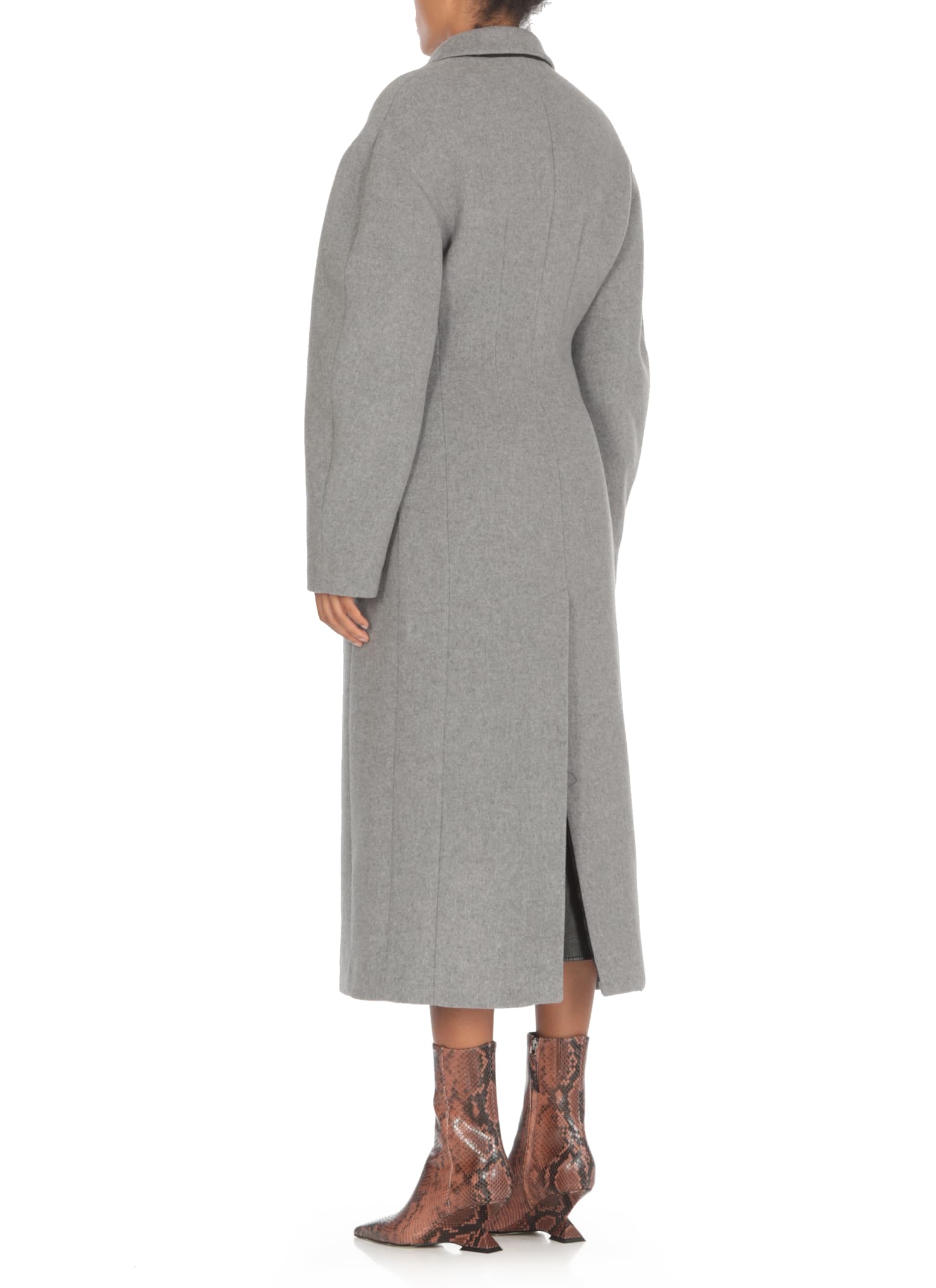 Shop Msgm Wool Coat In Grey