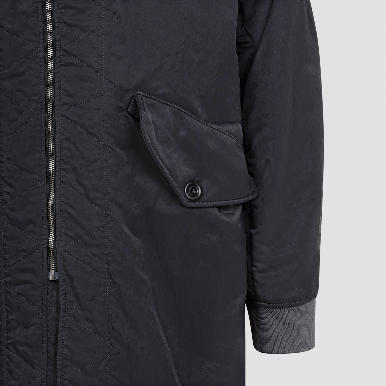 Shop C.p. Company Nylon Long Jacket In Black Sand