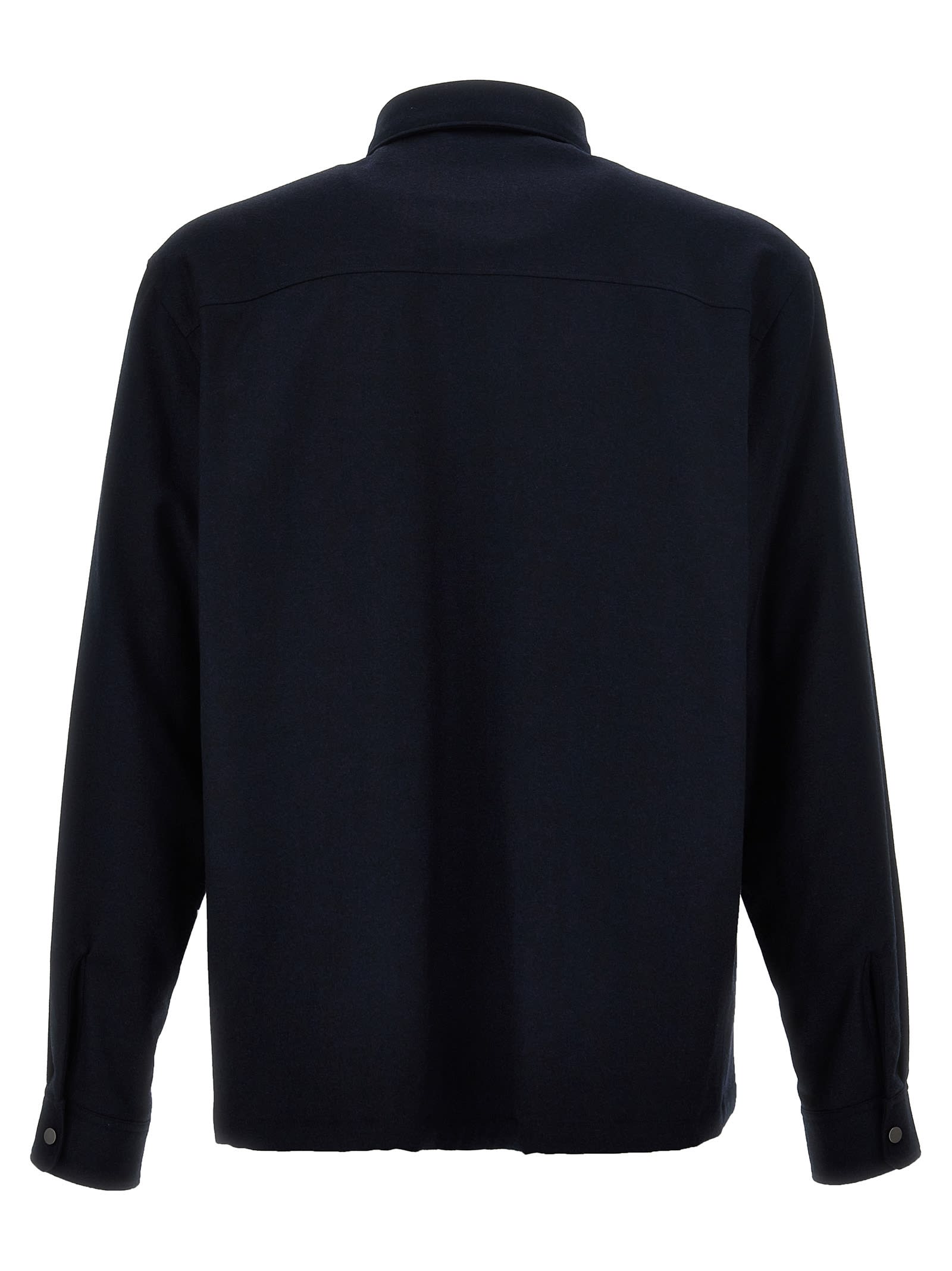 Shop Zegna Merino Tech Overshirt In Blue