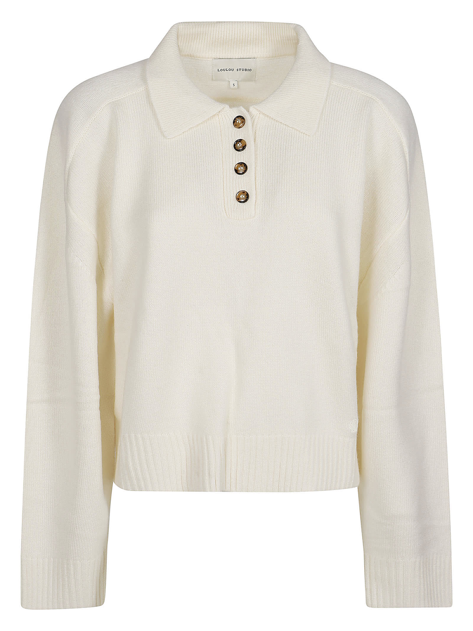 Shop Loulou Studio Homere Polo Sweater In Ivory