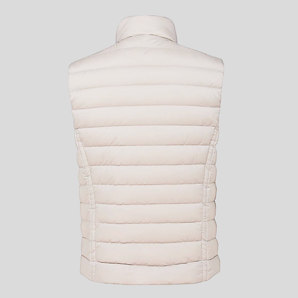 Moorer Quilted High Collar Sleeveless Jacket With Pockets In Stone