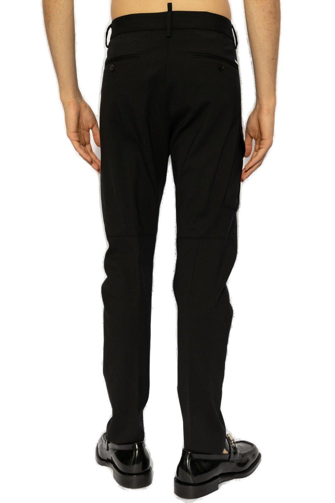 Dsquared2 Mid-rise Tapered Cargo Trousers In Black