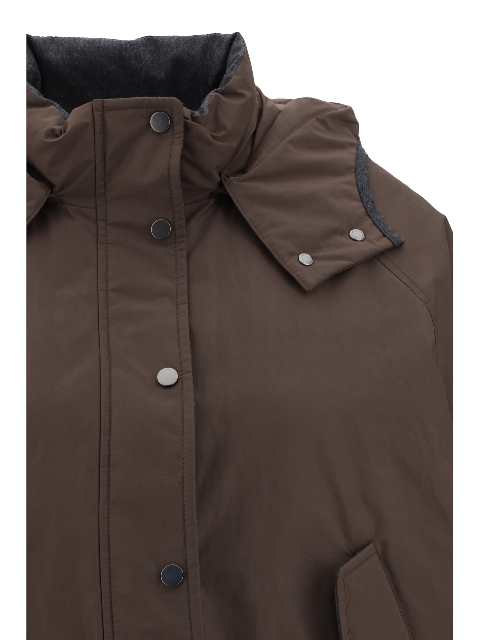 Brunello Cucinelli Cropped Down Jacket Casual Jackets And Parka Brown In Brown