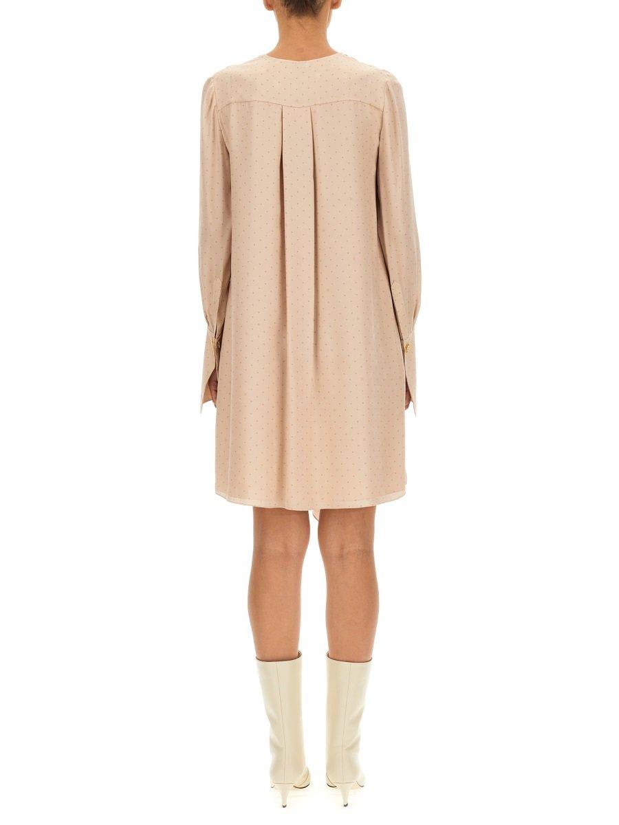 Shop Fendi V-neck Draped Asymmetric Dress In Ivory