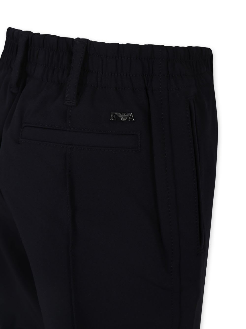 Emporio Armani Blue Trousers For Boy With Eagle In Blue