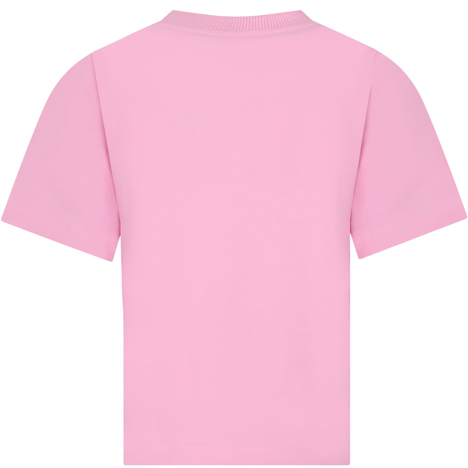 Shop Moschino Pink T-shirt For Kids With Multicolor Print And Logo