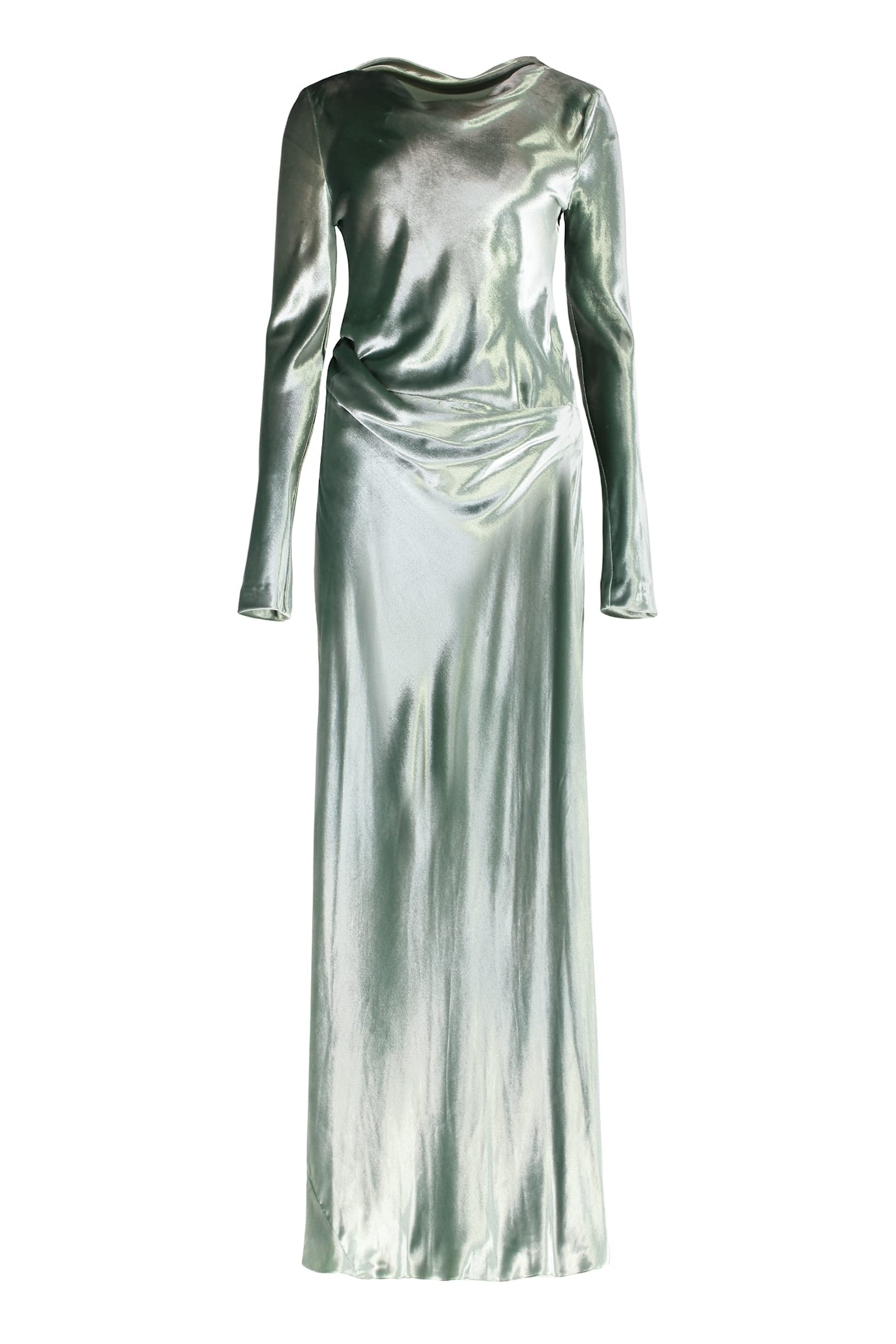 Alberta Ferretti Long Velvet Dress In Green