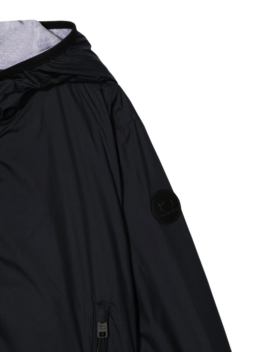 Woolrich Hooded Zip-up Bomber Jacket In Blue