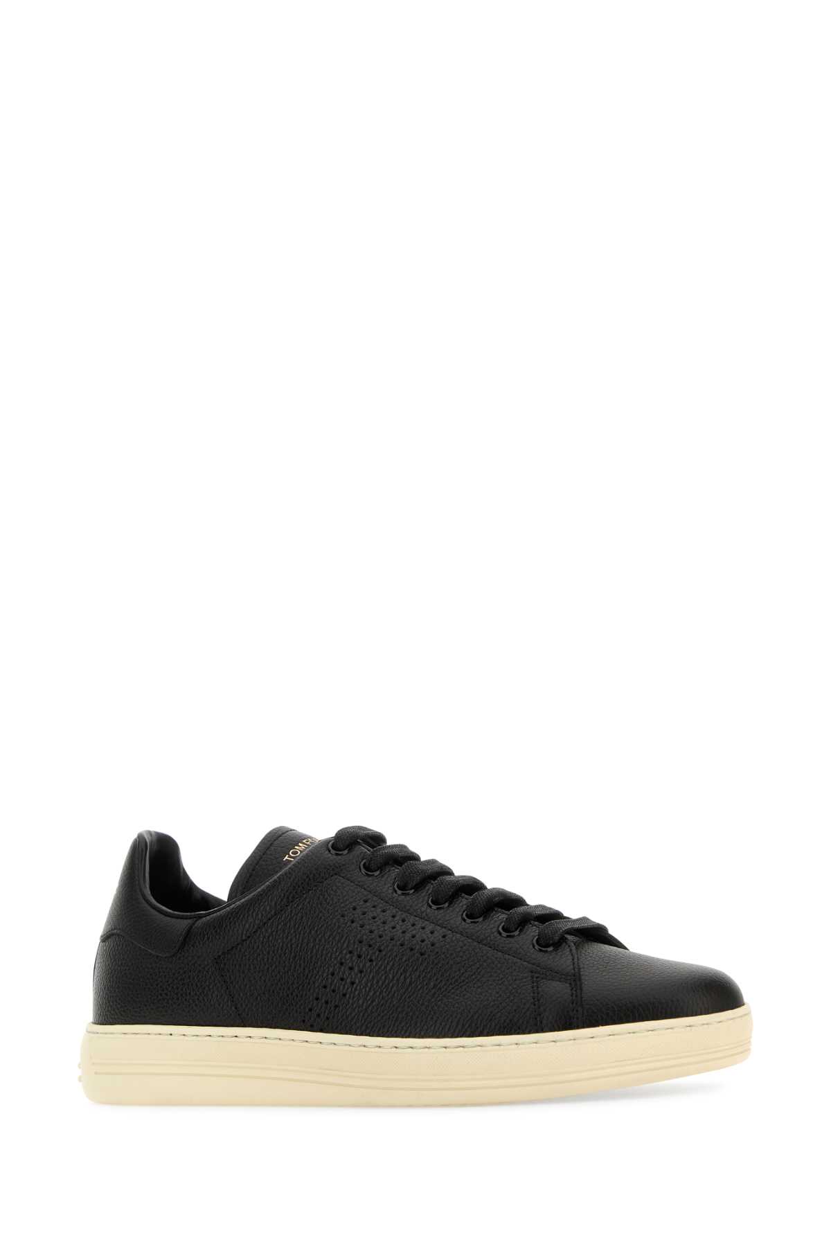 Shop Tom Ford Black Leather Warwick Sneakers