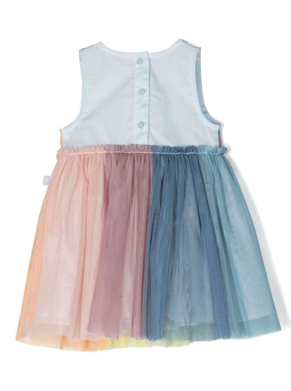 Shop Stella Mccartney Rainbow-striped Dress With Tulle Overlay In Multicolored Cotton Baby