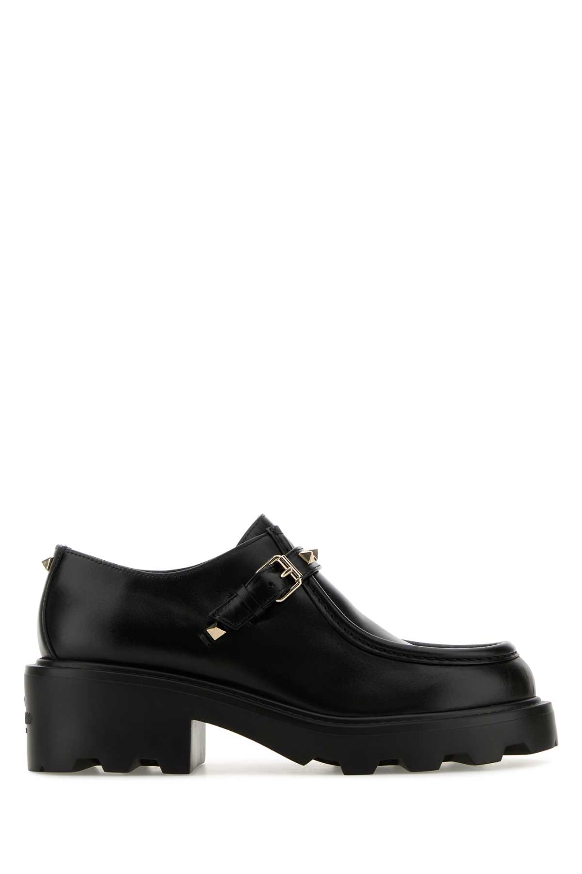 Shop Valentino Black Leather Monk Strap Shoes In Nero