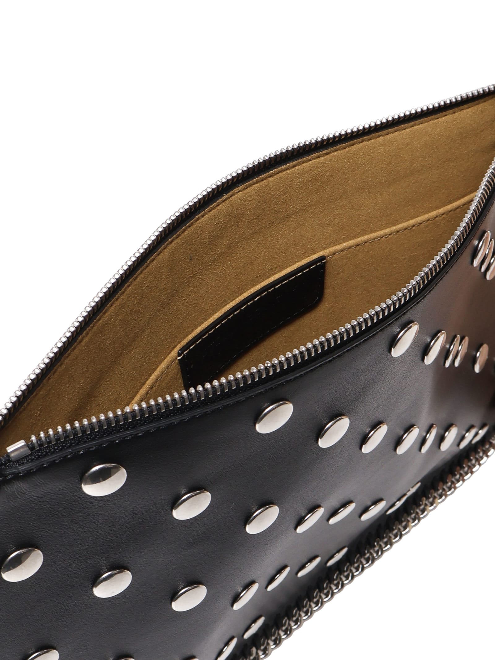 Stella Mccartney Falabella Studded Zippered Pouch Bag In Black