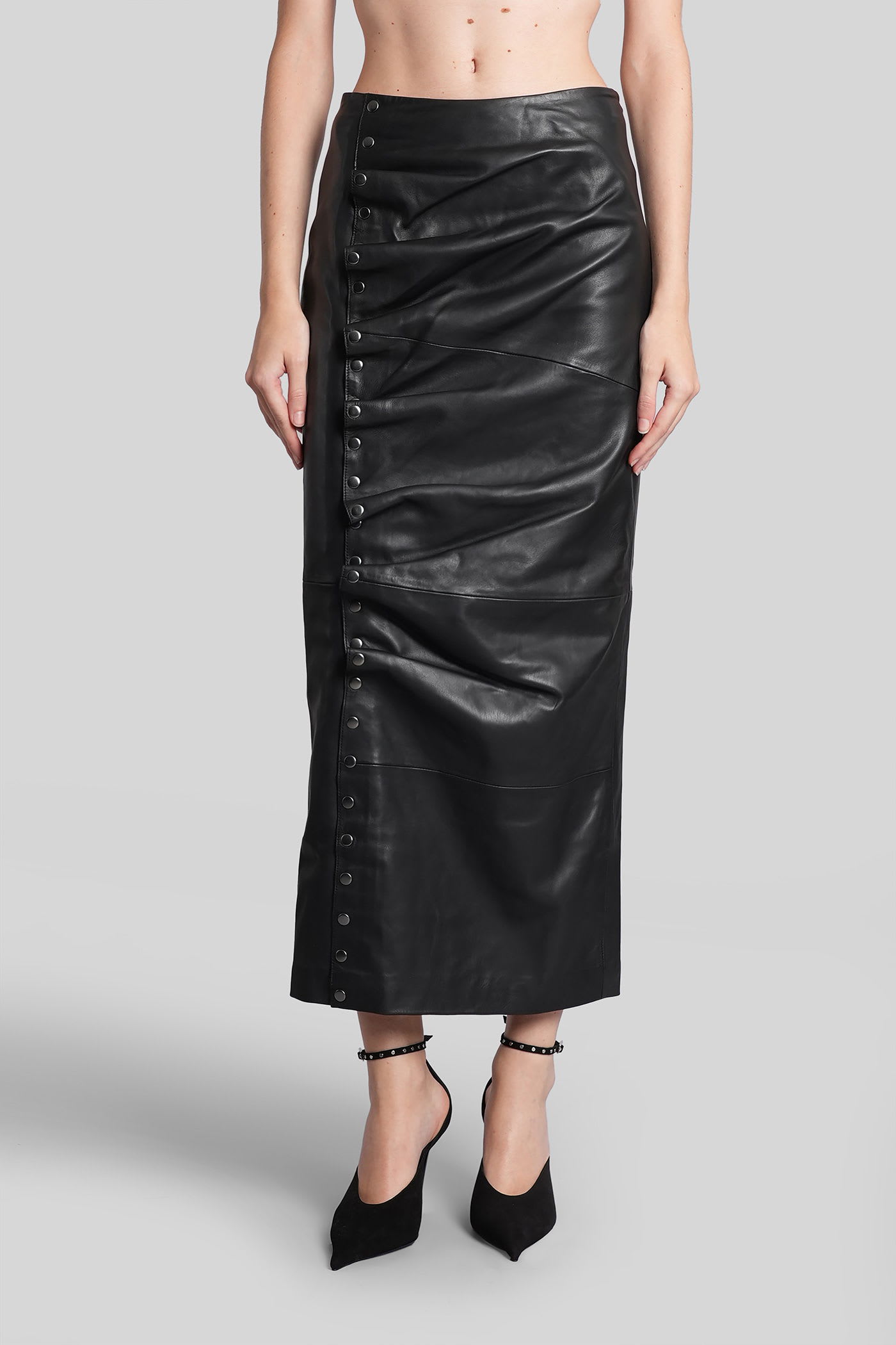 Rotate Birger Christensen Nettie Skirt In Black Eco Leather In Black