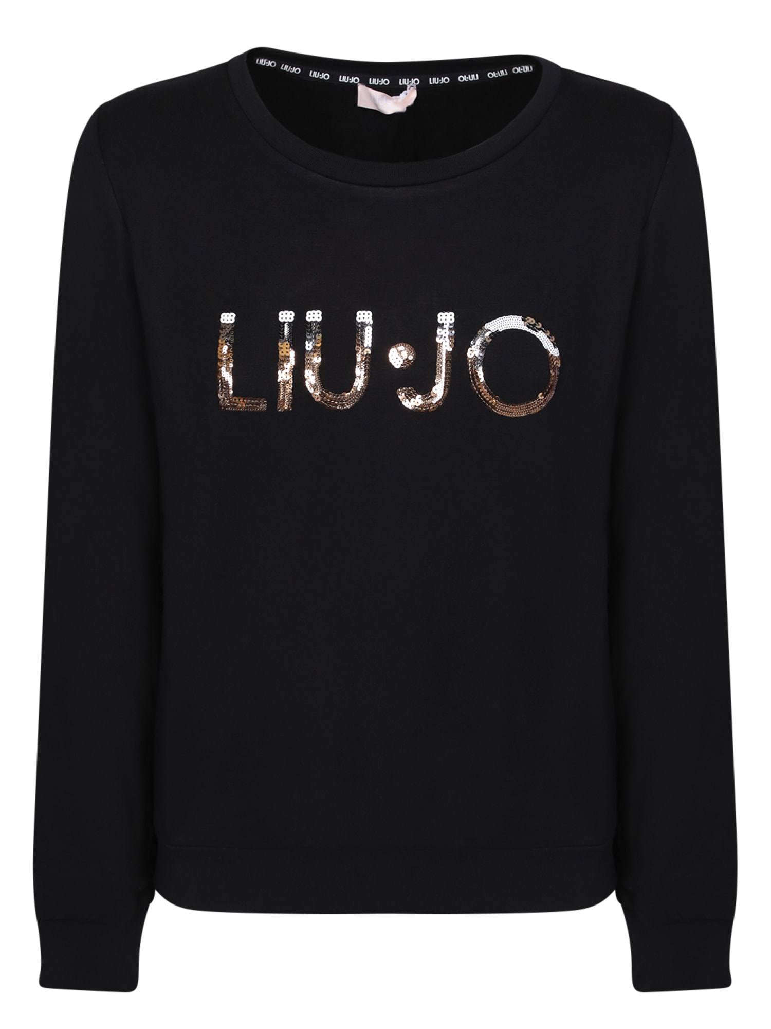 Liu-Jo Sequin Logo Black Sweatshirt By Liu Jo