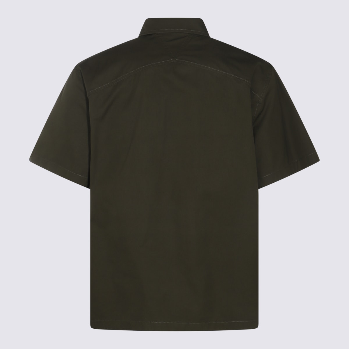 Bottega Veneta Light Cotton Twill Short Sleeved Shirt In Khaki