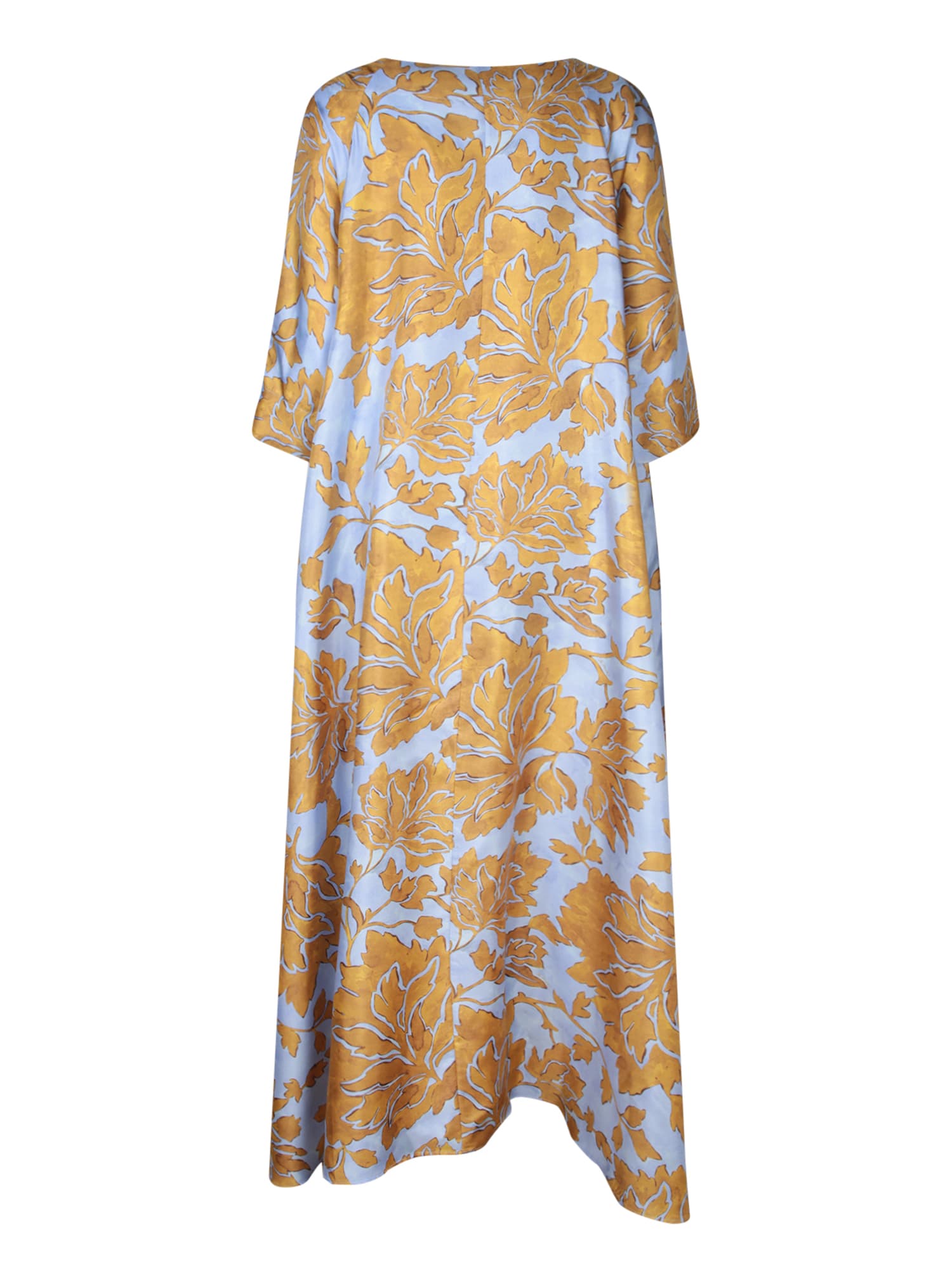 Shop La Doublej Muumuu Tangle Silk Dress In Sky And Gold In Blue