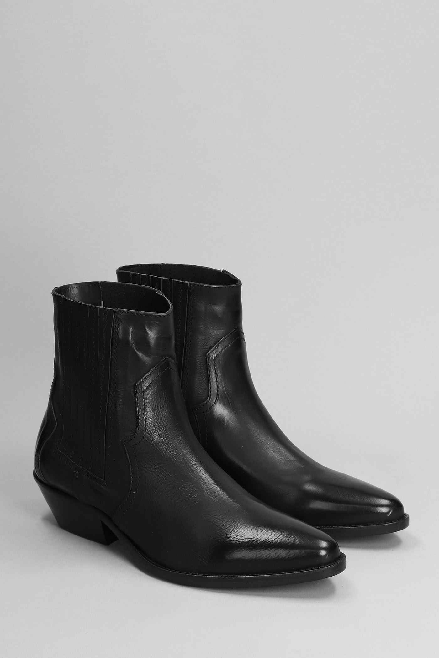 Shop Julie Dee Texan Ankle Boots In Black Leather