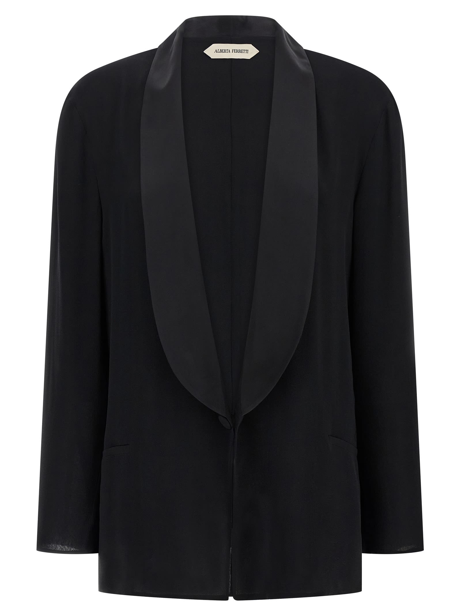 Alberta Ferretti Georgette Blazer Blazers Black In Black