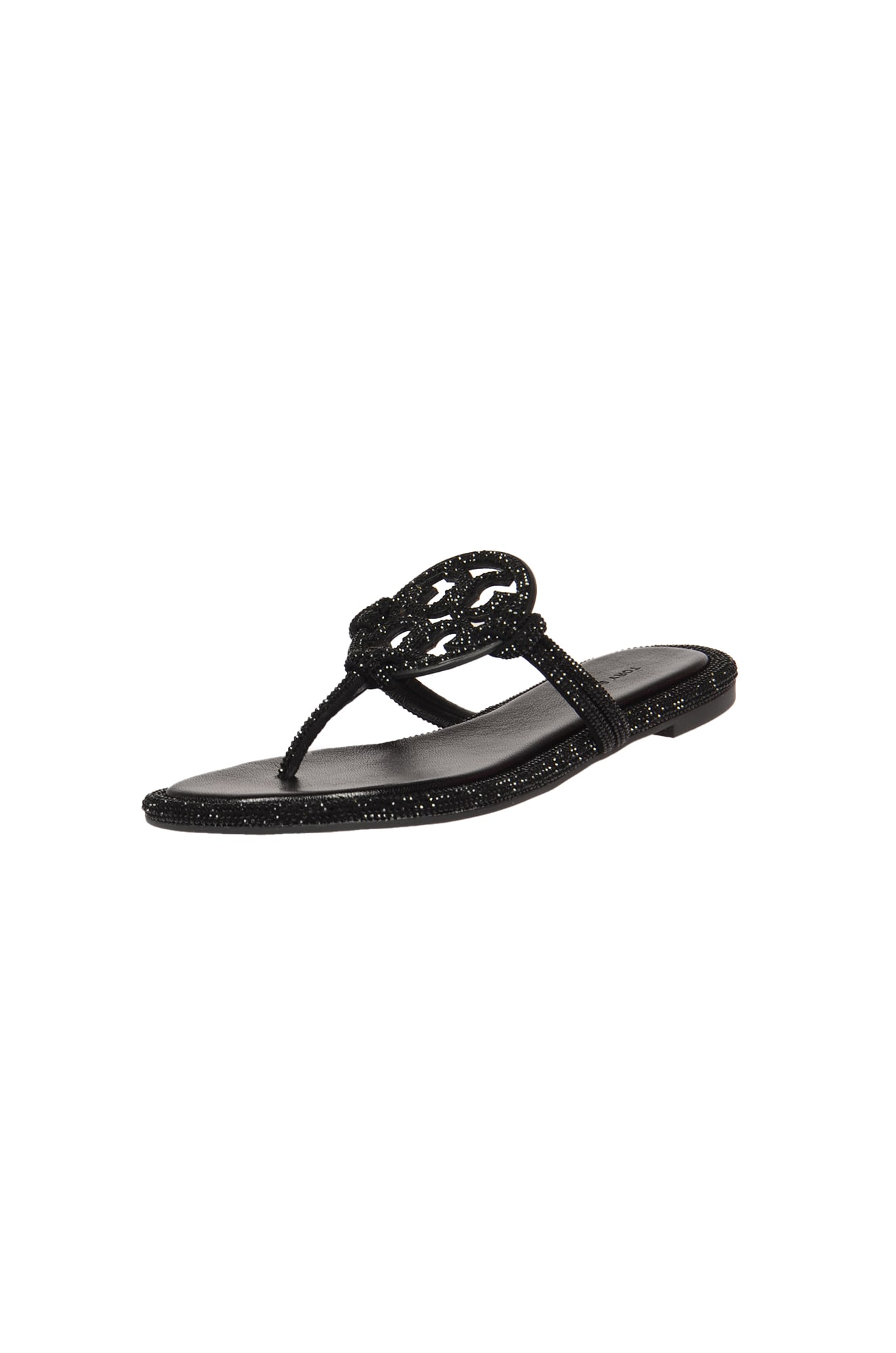 Shop Tory Burch Miller Knotted Pave Embellished Sandals In Perfect Black