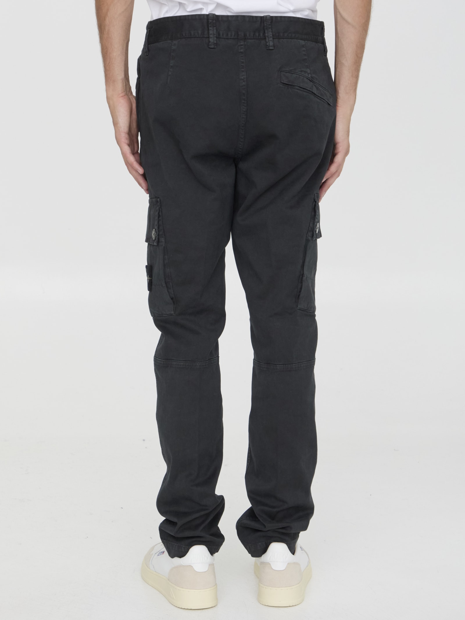 Shop Stone Island Slim Pants In Nero