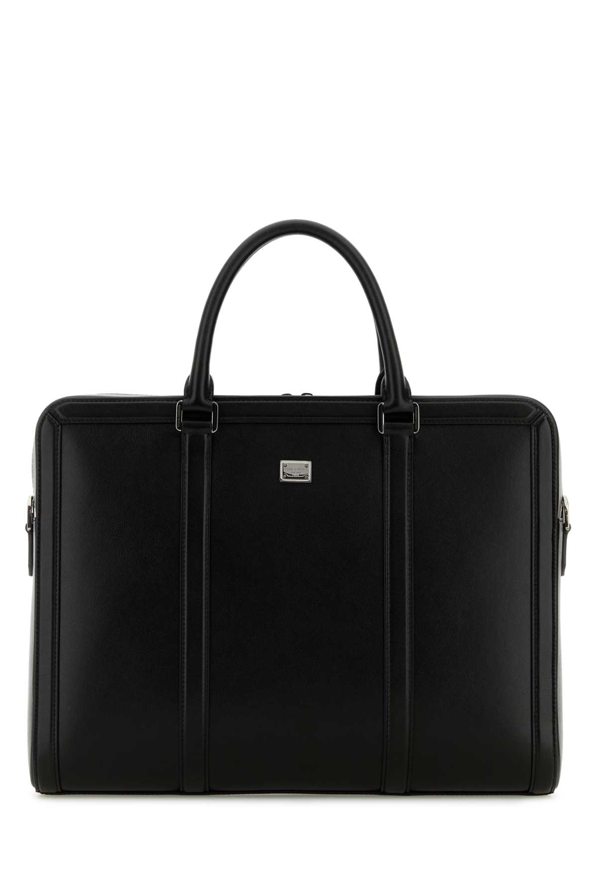 Shop Dolce & Gabbana Black Leather Briefcase In Nero