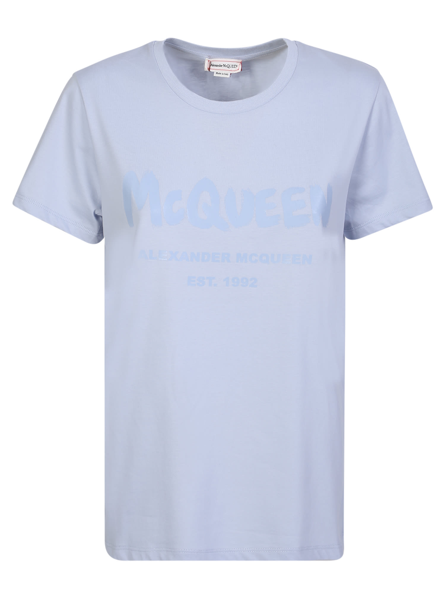 Alexander McQueen Light Blue Graffiti T-shirt