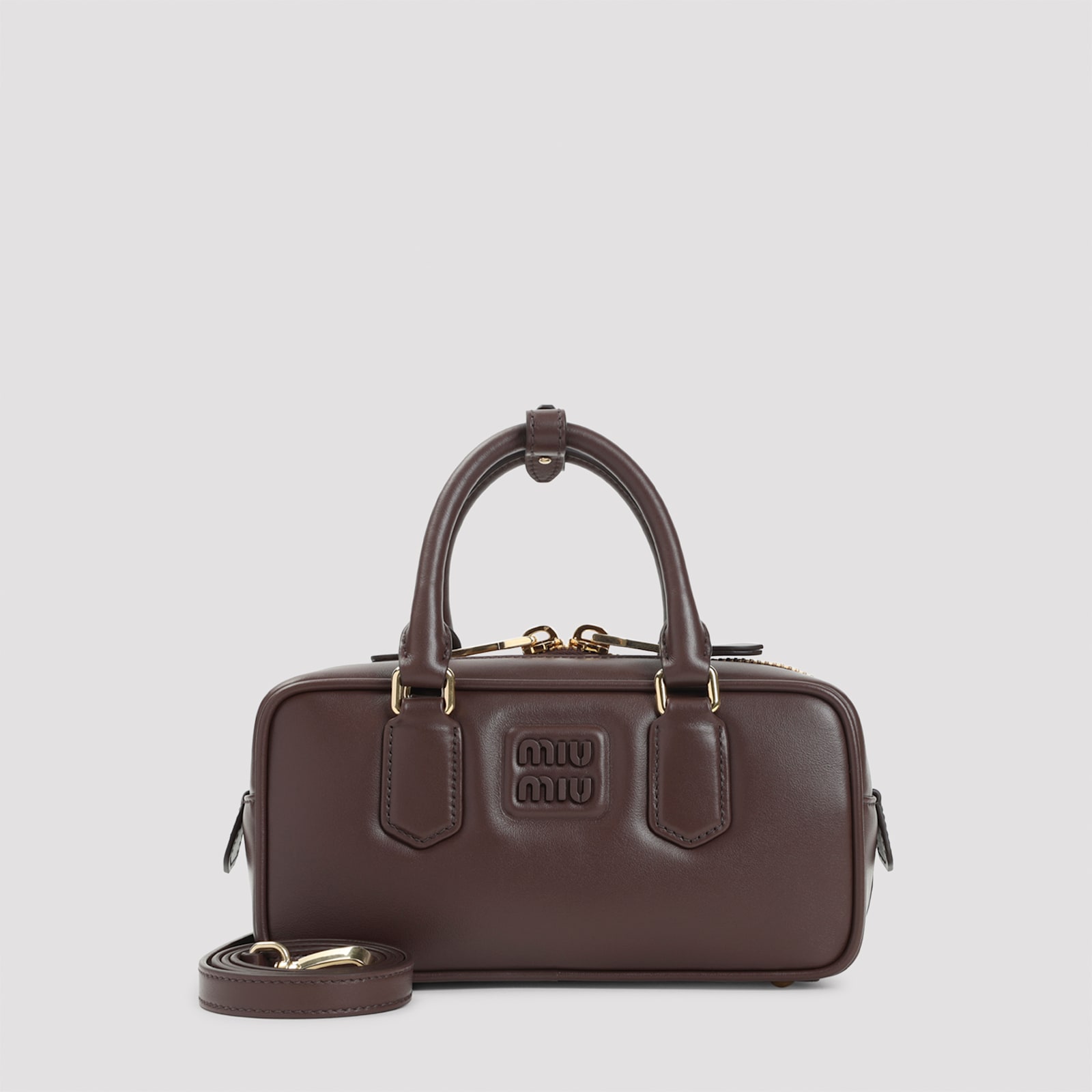 Miu Miu Arcadie Calf Leather Handbag Women In Burgundy
