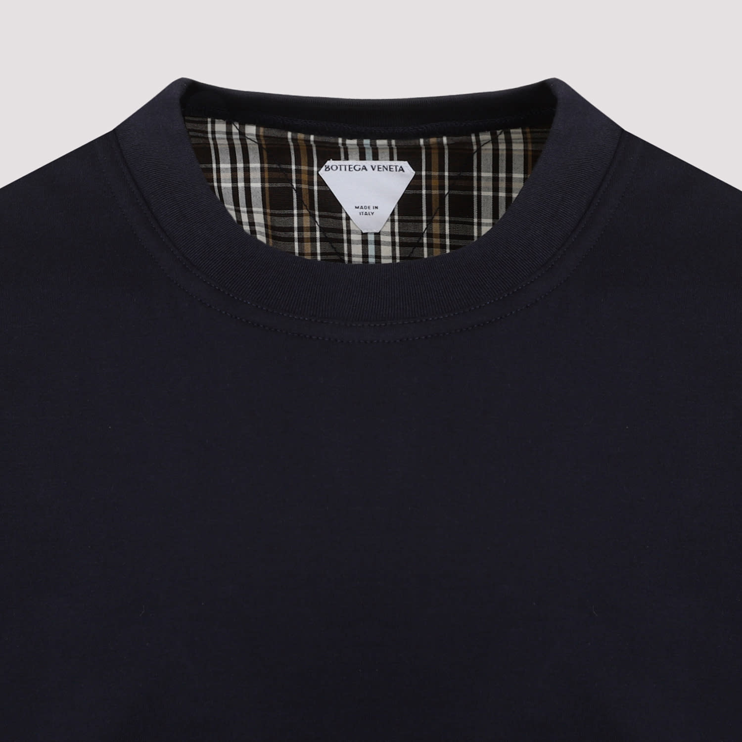 Shop Bottega Veneta Check T-shirt In Navy Fondant