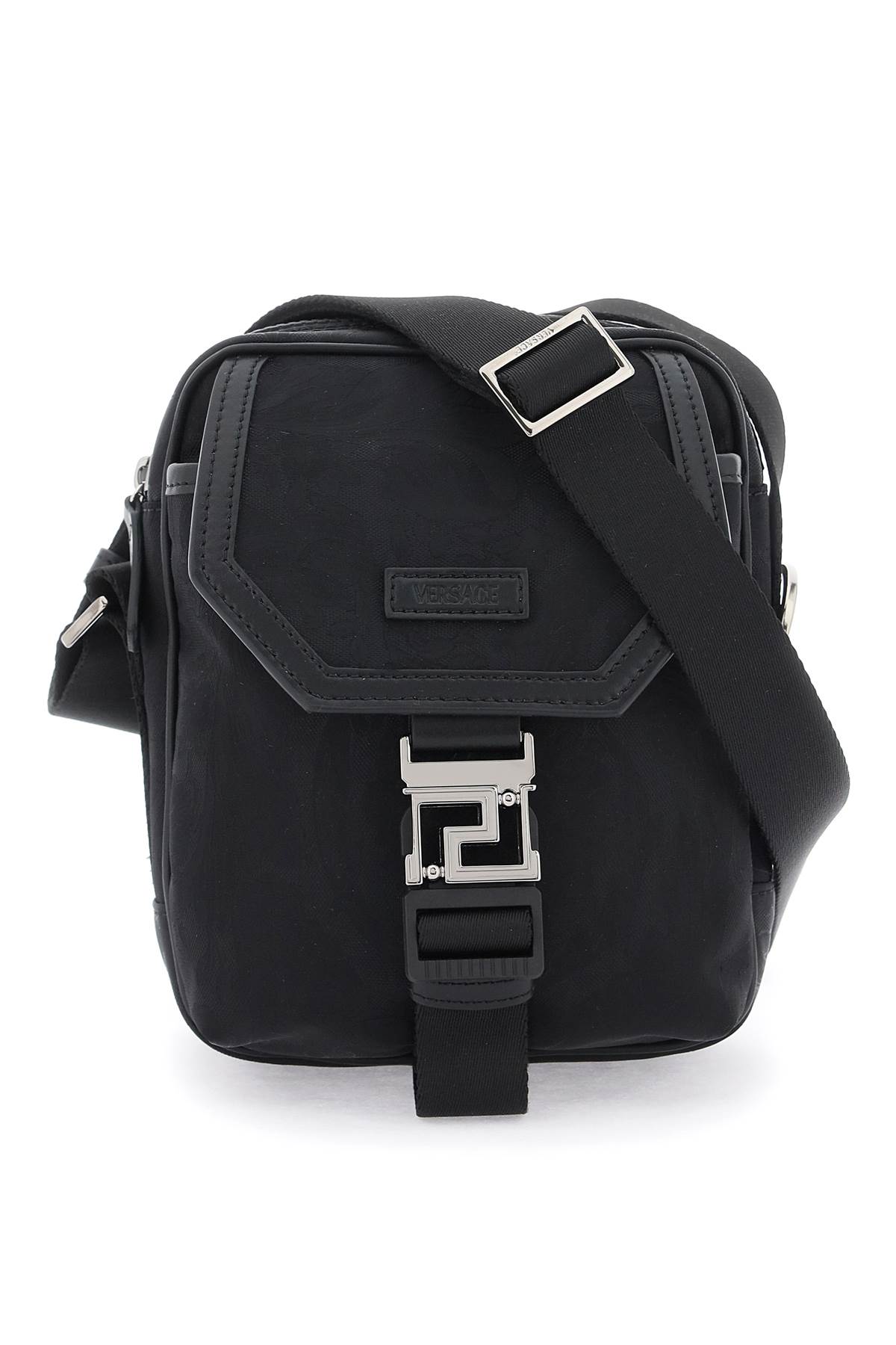 Versace Neo Nylon Crossbody Bag In Black-ruthenium (black)
