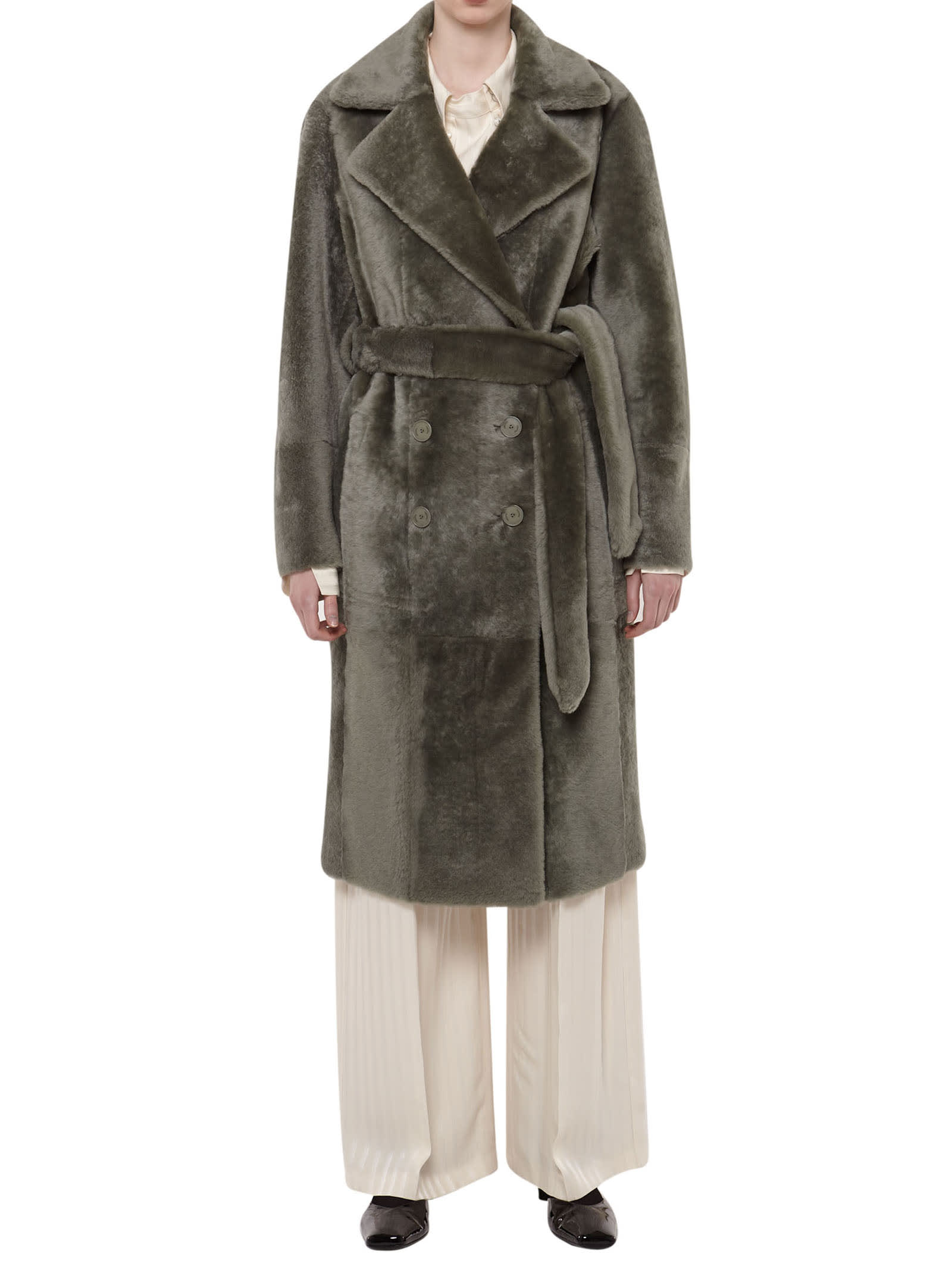 DROMe Belted Shearling Coat