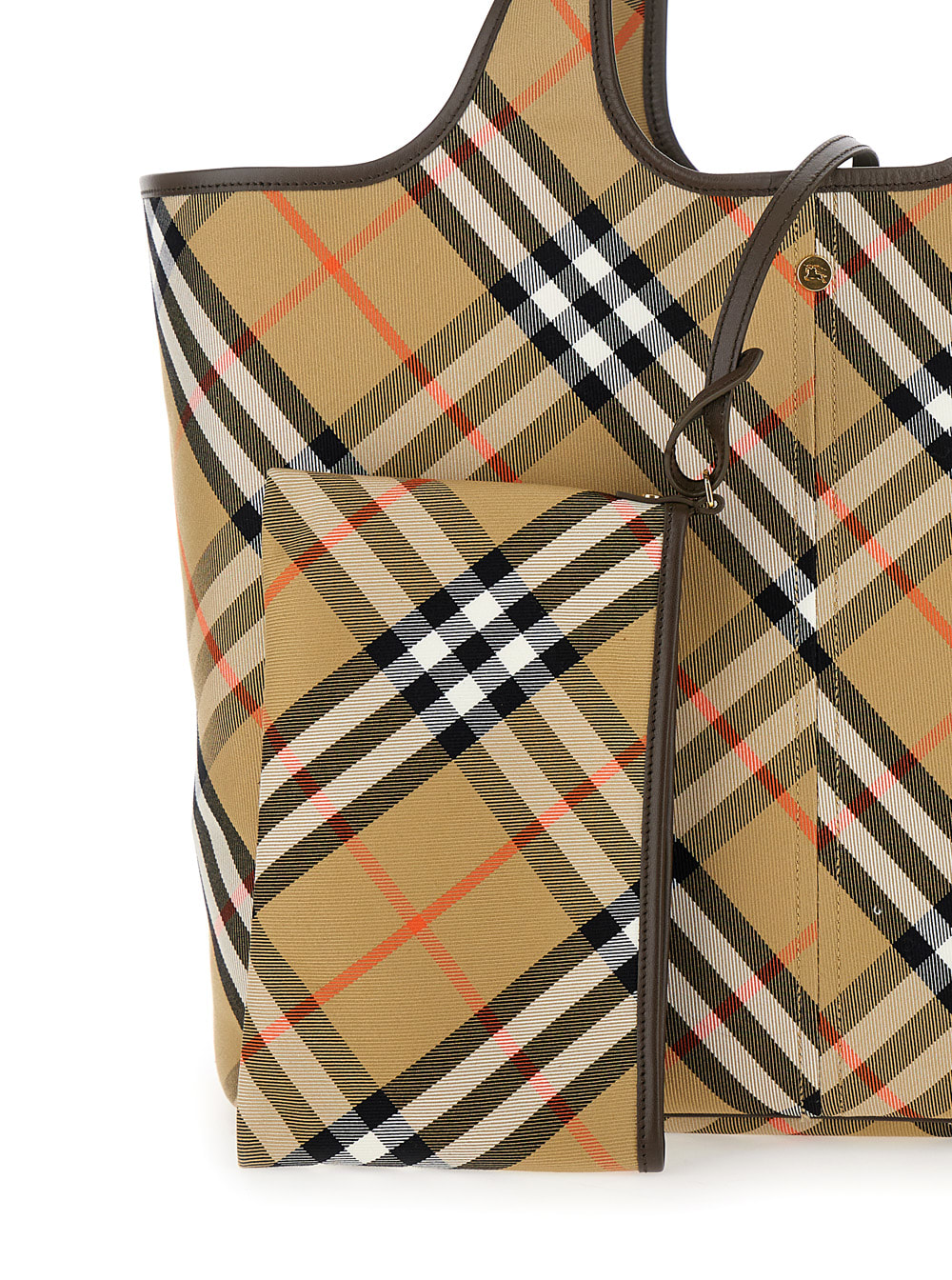 Burberry Beige Tote Bag With Vintage Check Motif In Cotton Canvas Woman In Multicolor