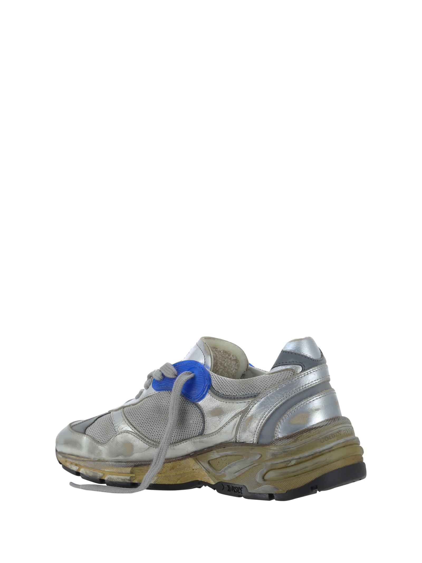 Shop Golden Goose Running Dad Sneakers In Silver