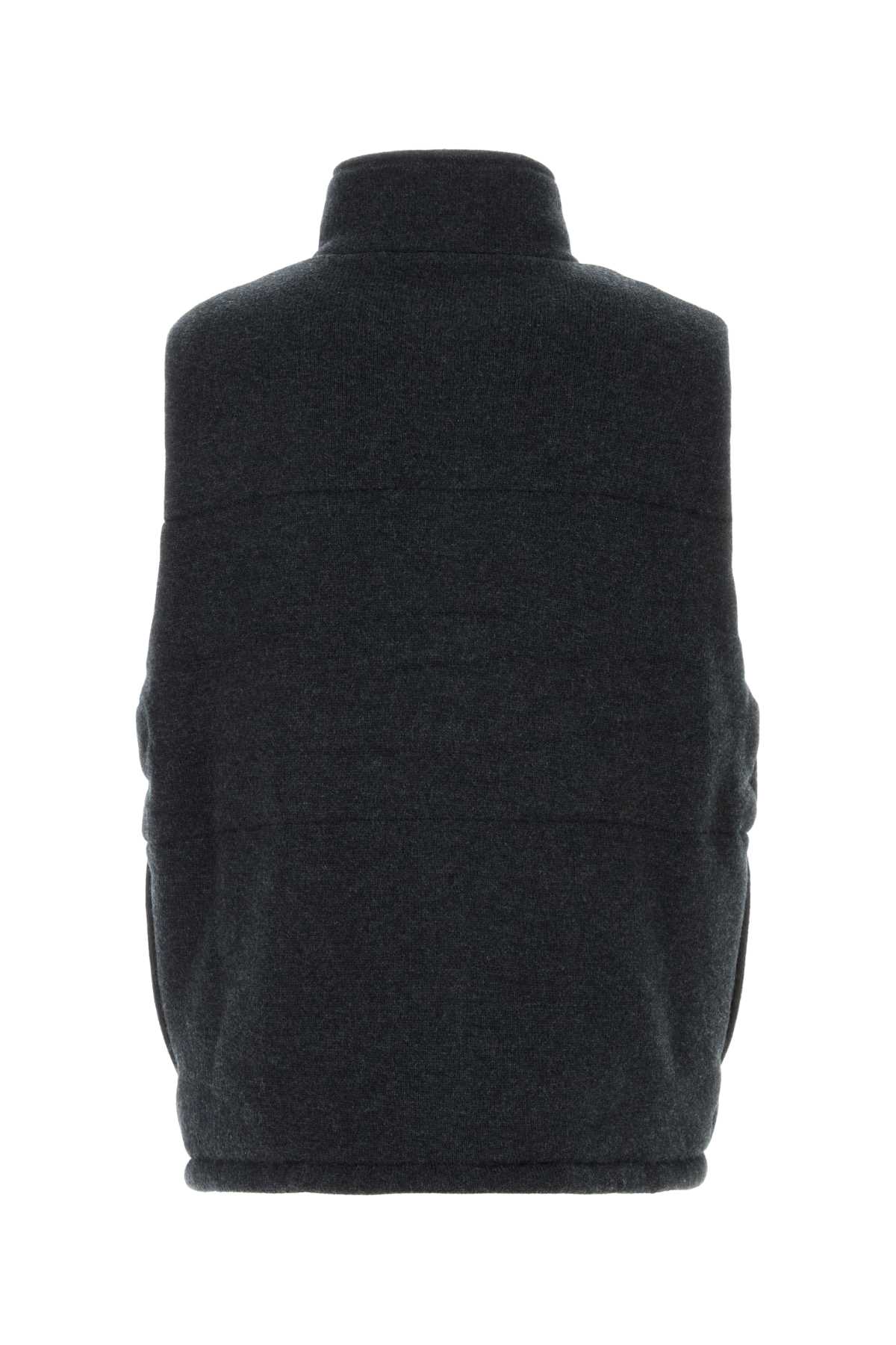 Le Kasha Charcoal Cashmere Vest In Midnight