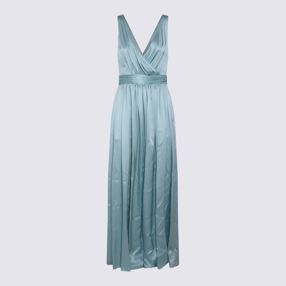 Shop Crida Milano Light Blue Silk Bellaria Long Dress