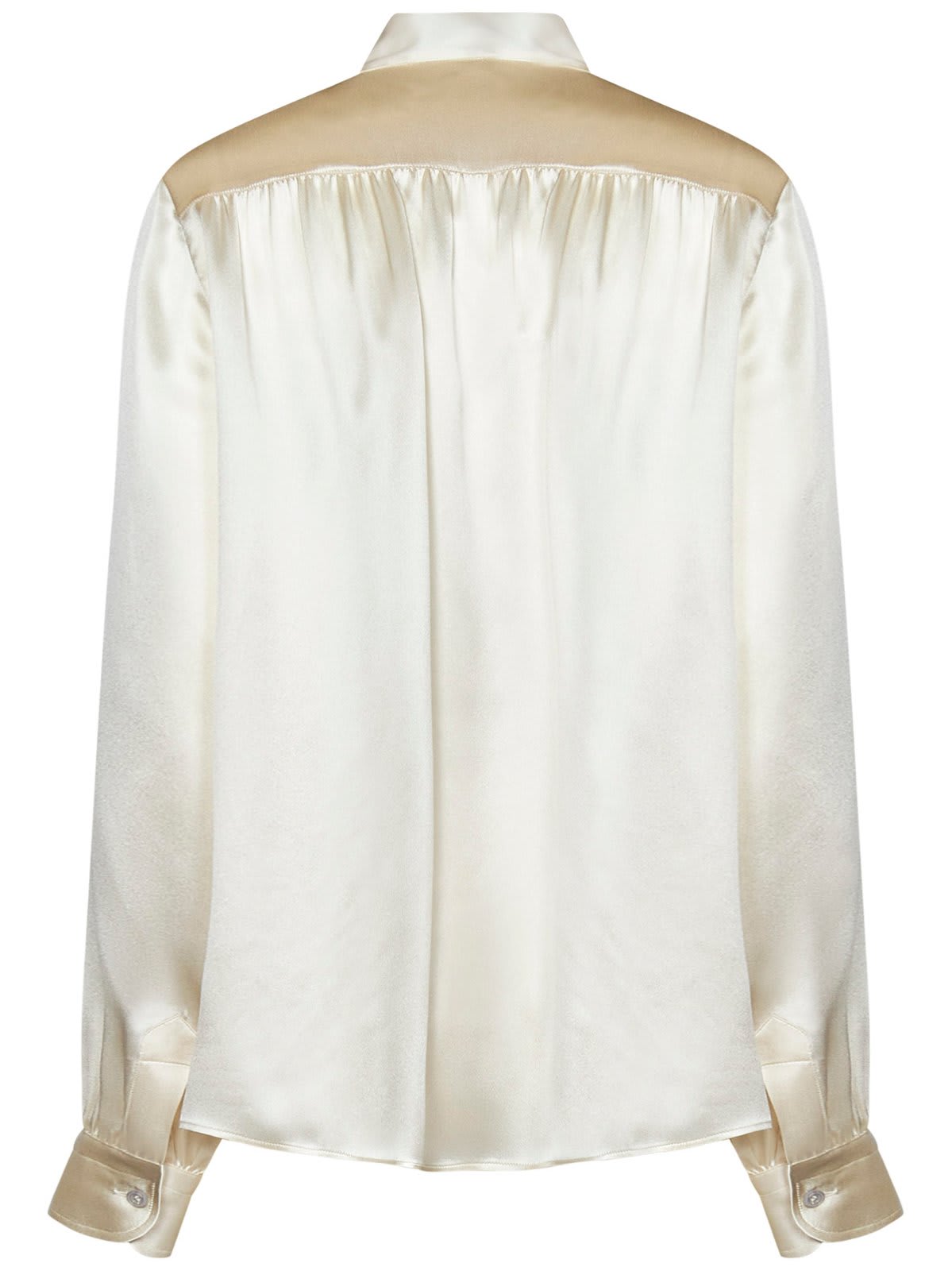 Shop Tom Ford Fluid Charmeuse Lavalliere Shirt In Neutrals