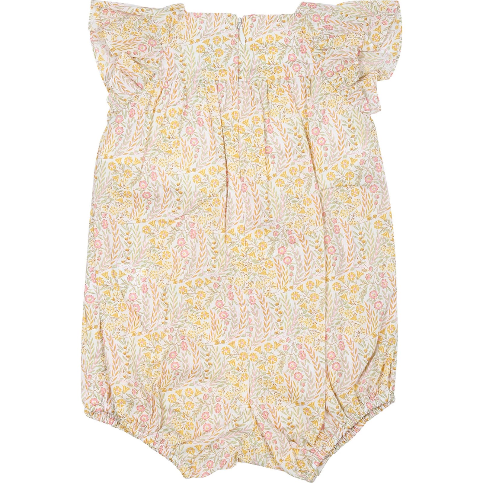 Shop Tartine Et Chocolat Ivory Romper For Baby Girl With Liberty Fabric