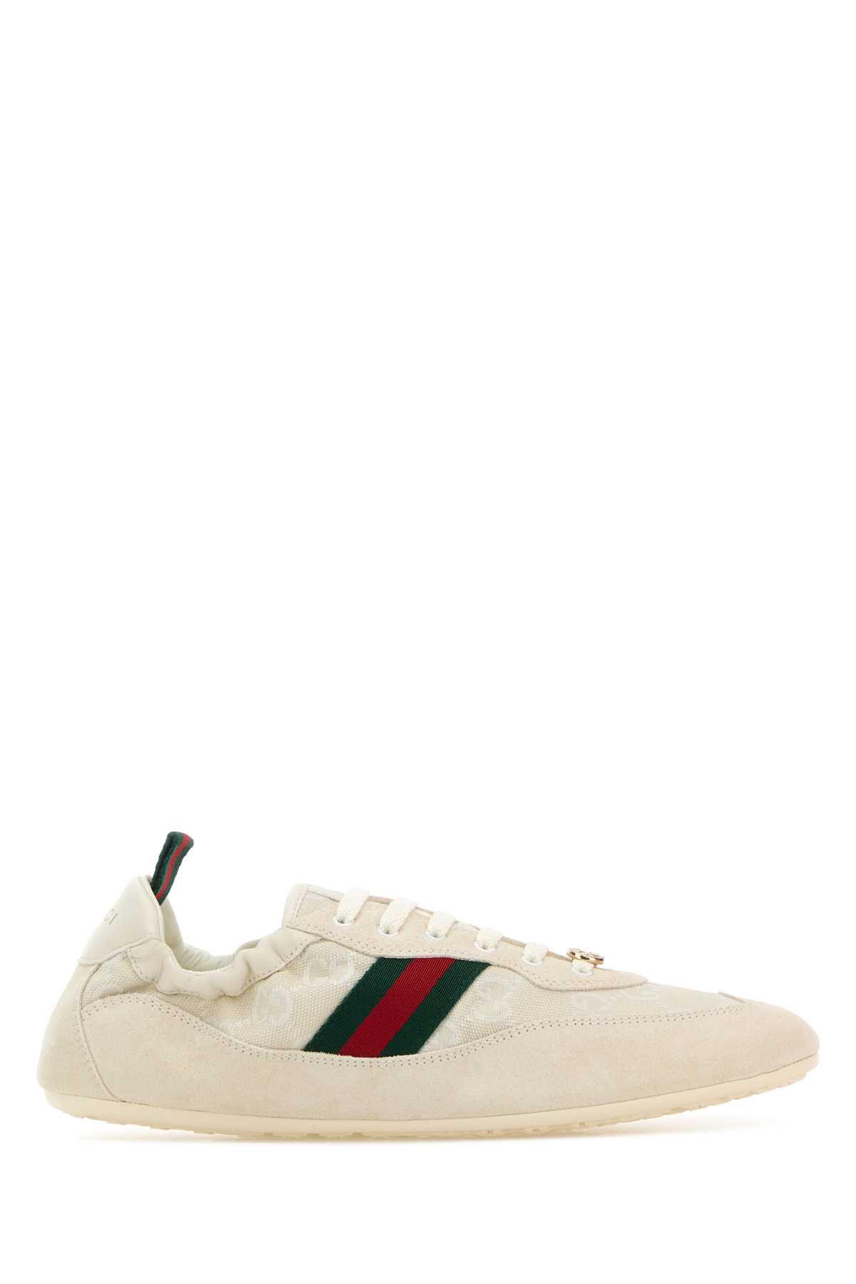 Gucci Cream Calf Leather Bos Taurus Low Top Sneakers In Neutral