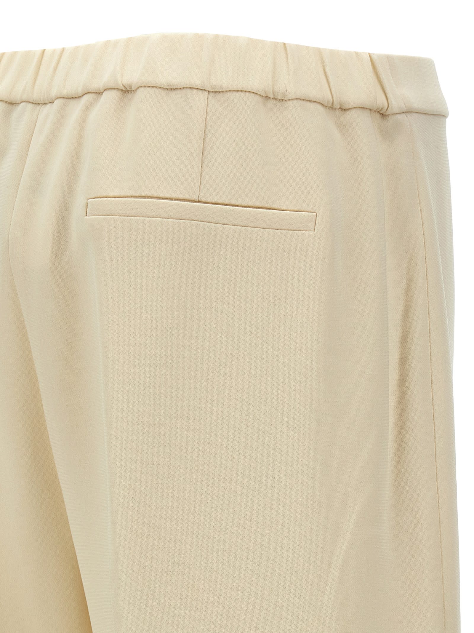 Theory Wide Pull On Trousers With Front Pleats In White