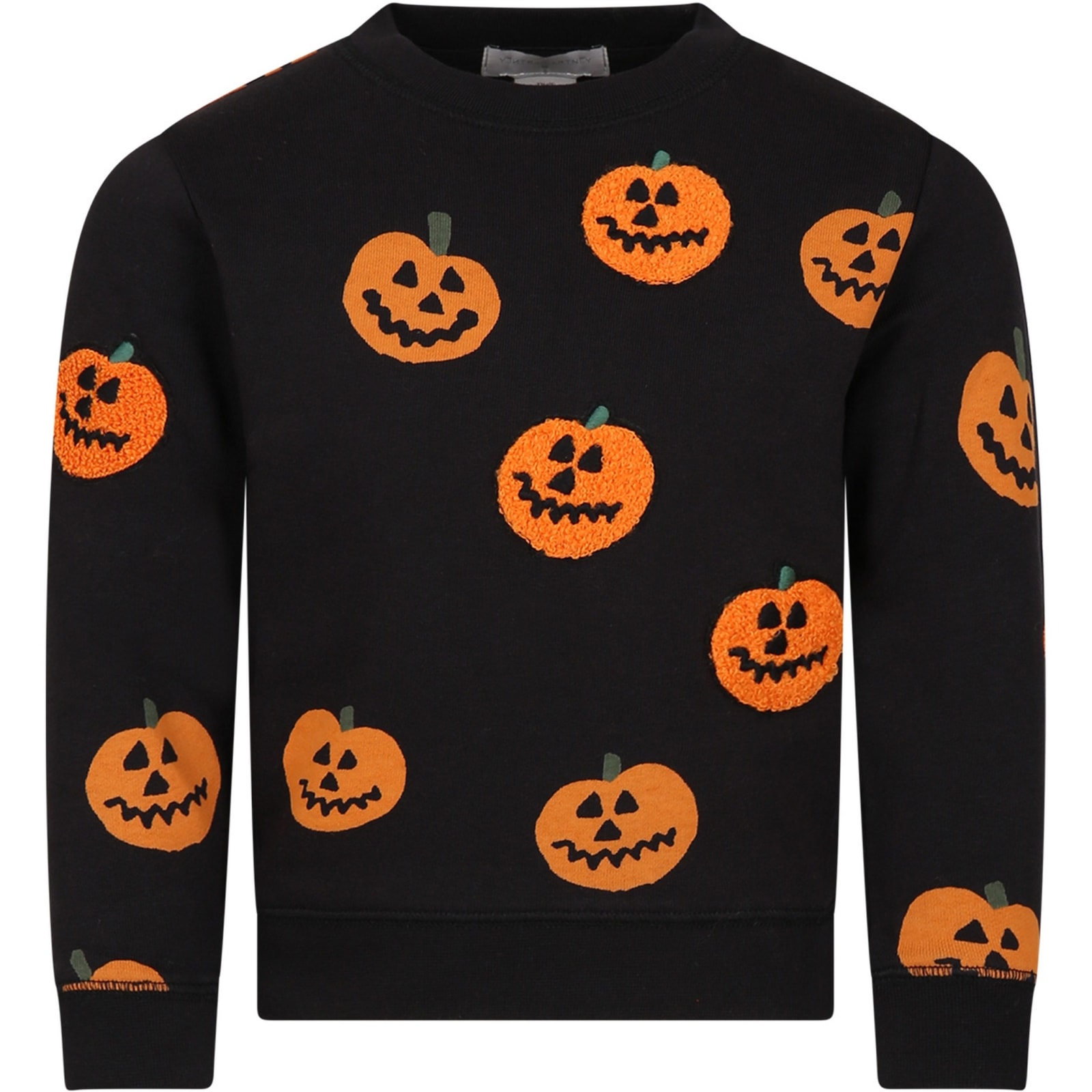 Stella Mccartney Kids' Black Sweatshirt For Boy With Pumpkins