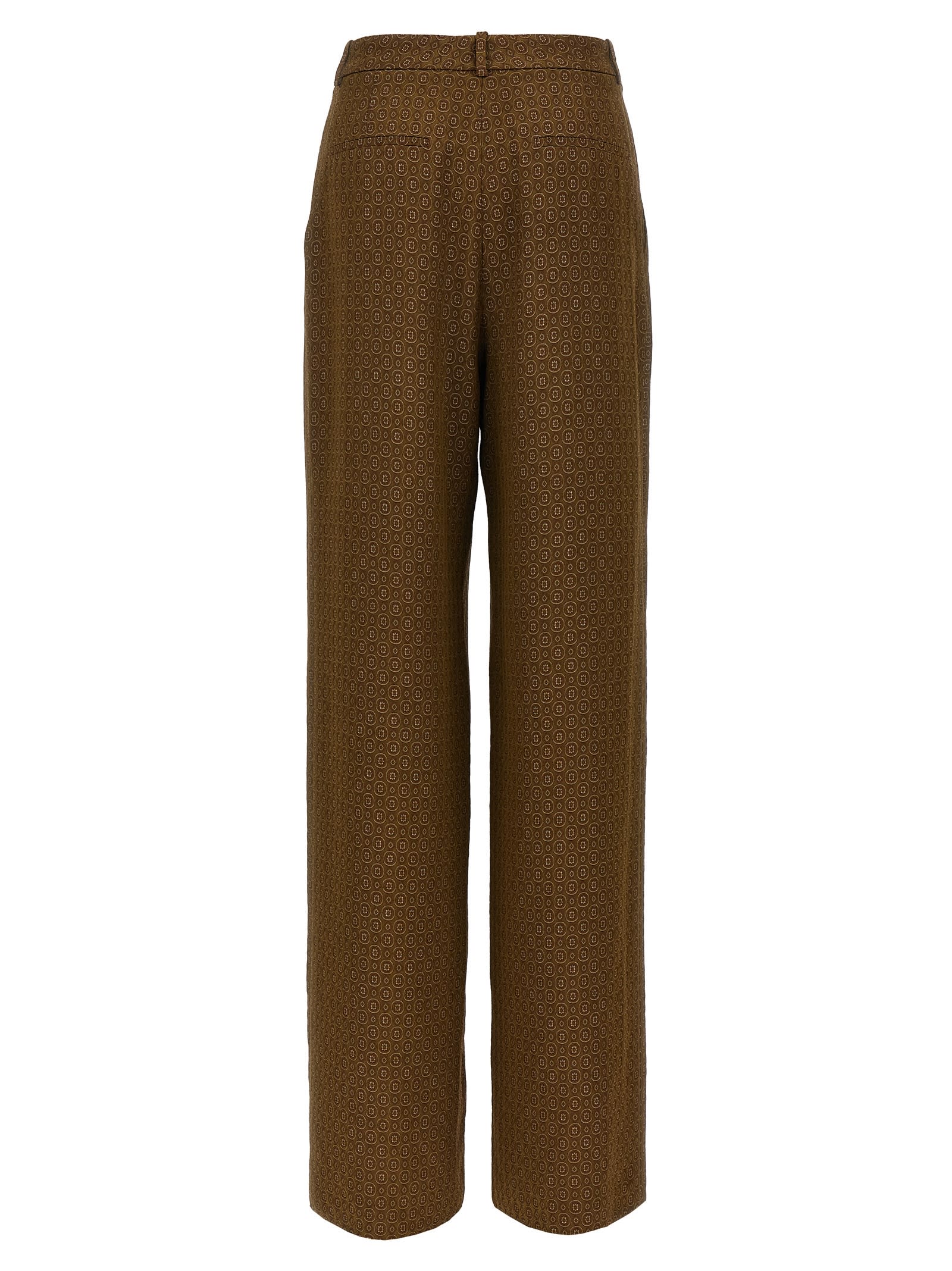 Saint Laurent Twill Pants Featuring All-over Pattern In Brown