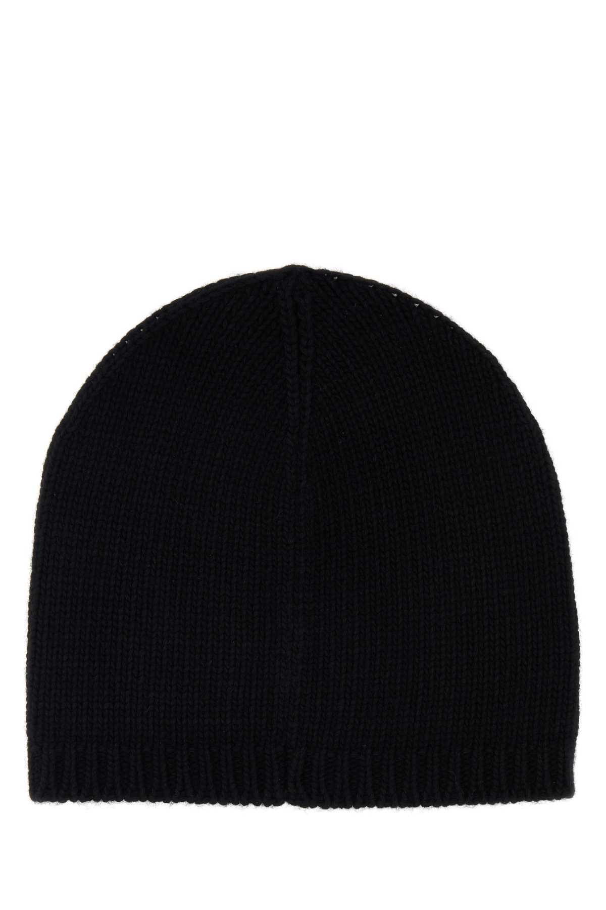 Shop Dsquared2 Black Wool Blend Beanie Hat In Blackwhite