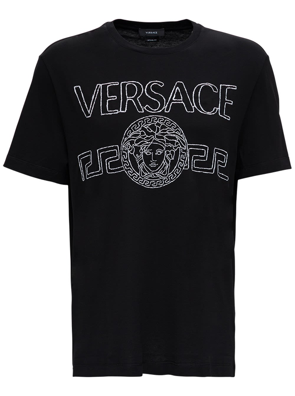 Versace Cotton T-shirt With Medusa Embroidery And Logo