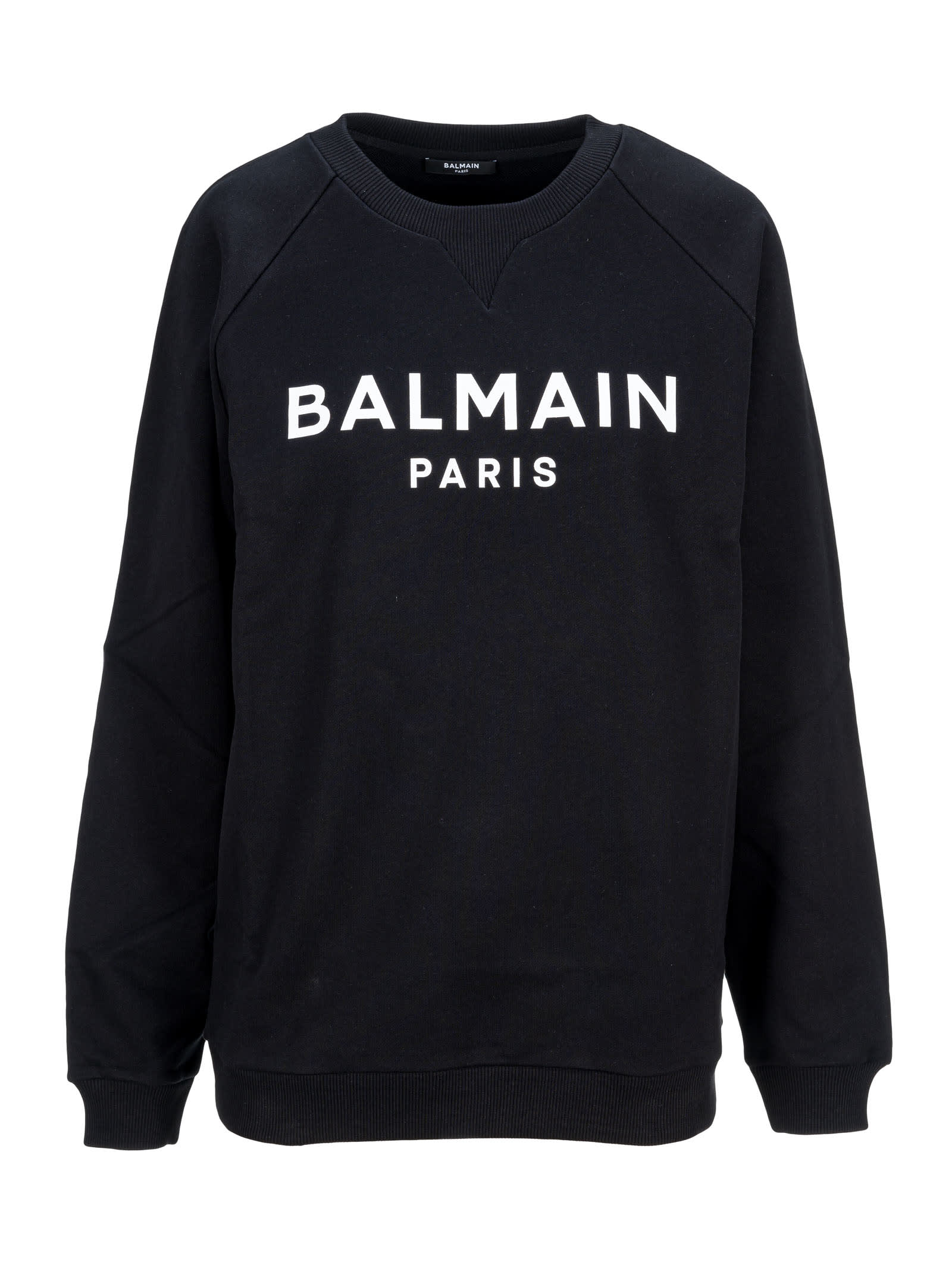 Balmain Cotton Sweatshirt With Balmain Paris Logo Print